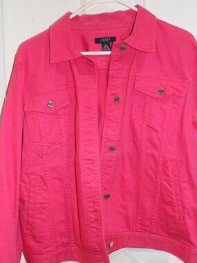 Women's Chaps pink denim jacket. New. XL.